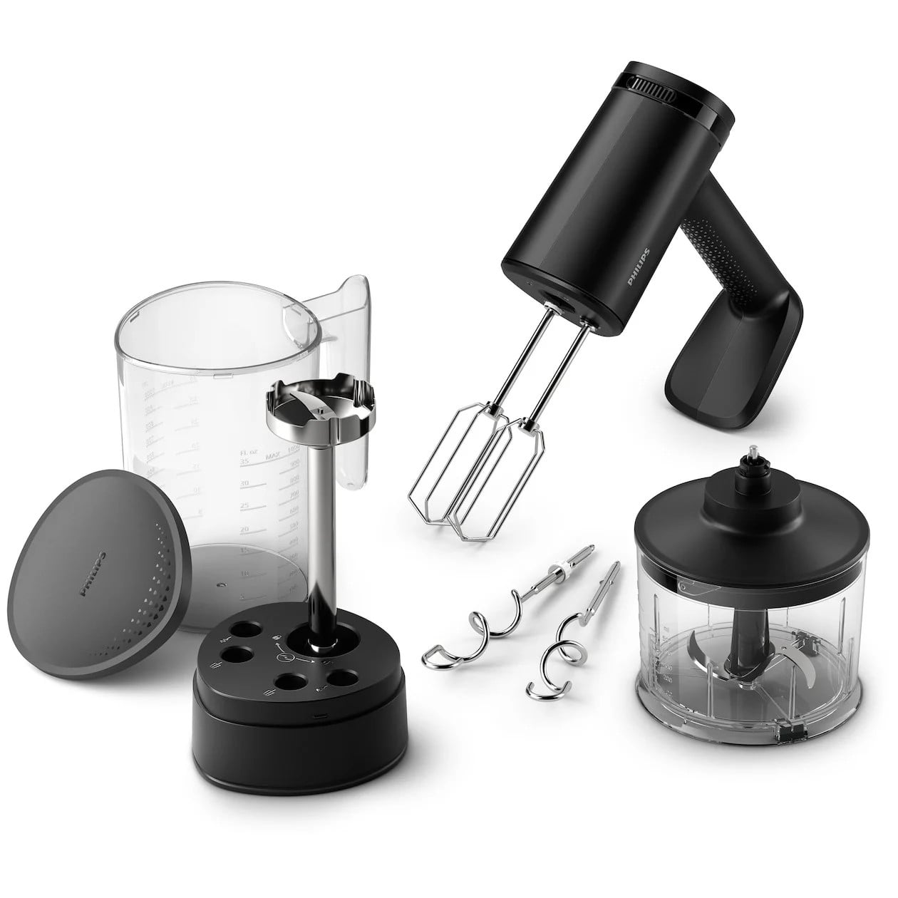 Philips Handmixer Serie 5000 HR3781/20, Zwart, 5 Snelheidsstanden met Turbofunctie en Deeghaak