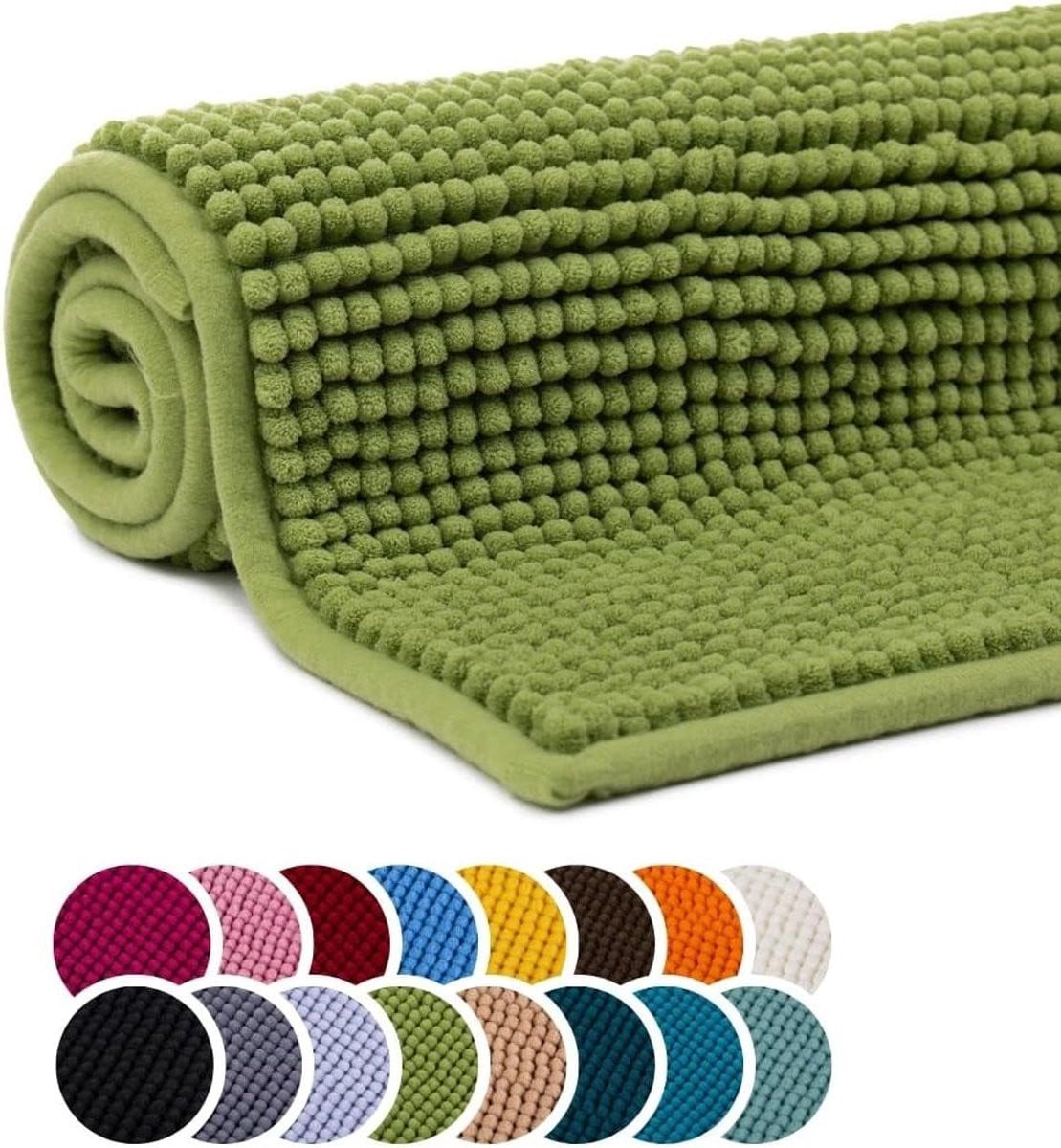 Badmat Badkamer Comfort Appelgroen 60 x 100 cm Geschikt voor Vloerverwarming