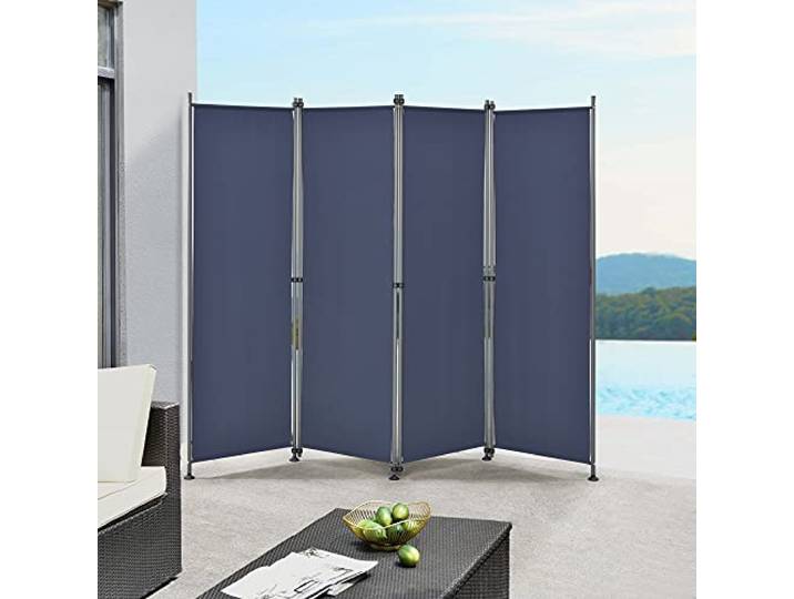pro.tec Outdoor Trennwand 'Modica' 170x215cm Paravent Sichtschutz Spanische Wand Garten Dunkelblau