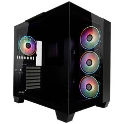 LC Power 809-B-ON Dark Storm_X Midi-Tower Gaming-Gehäuse Schwarz Seitenfenster, 4 Vorinstallierte LED Lüfter LC-809B-ON