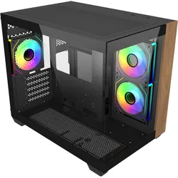 Cooler Master CoolerMaster Geh Elite 481 Wood Black (mATX, Mini-ITX), PC Gehäuse, Schwarz