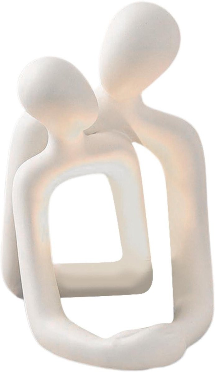 Liefdeskoppel Beeld Abstracte Figuur Wit Hoogte: 16 cm