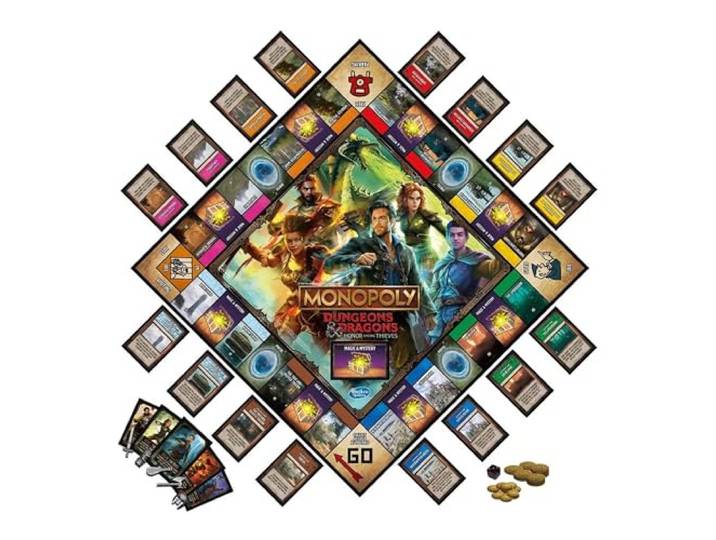 Monopoly Dungeons & Dragons: Honor Among Thieves Game, geïnspireerd door de film, D&D bordspel voor 2-5 spelers