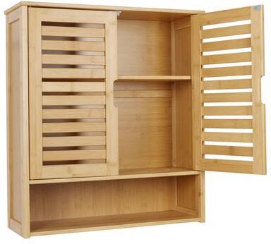 HomeDecorAndMore LLC Wall Mounted Bathroom Cabinet Storage, Multifunctional Bamboo Medicine Cabinet Shelf For Eco Friendly Home Organization wood