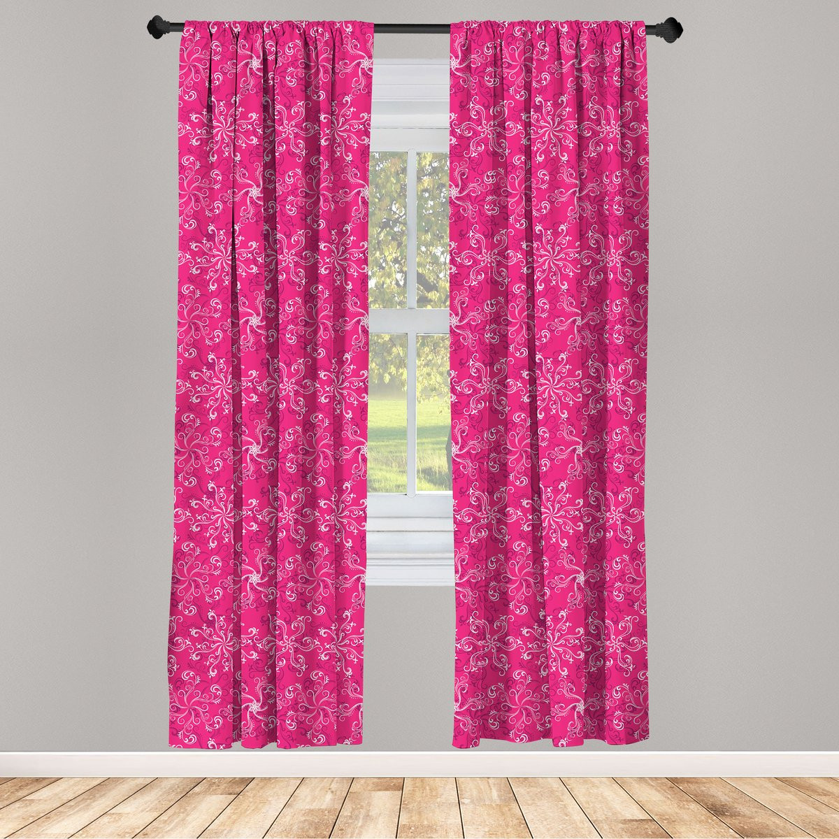 ABAKUHAUS Gordijnen - 2-delig - Roze - Microvezel - Halfverduisterend - B: 75 cm, H: 245 cm