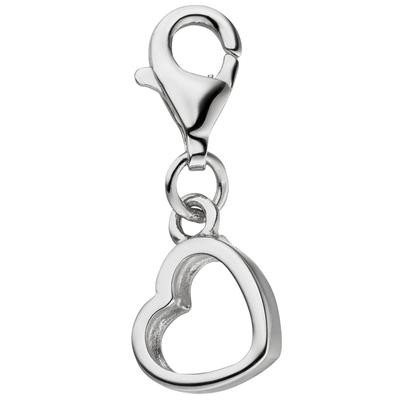 Charm-Einhänger JOBO "Charm Herz", silber (silber 925), Charms, Damen, Silber 925 (Sterlingsilber), 925 Silber rhodiniert