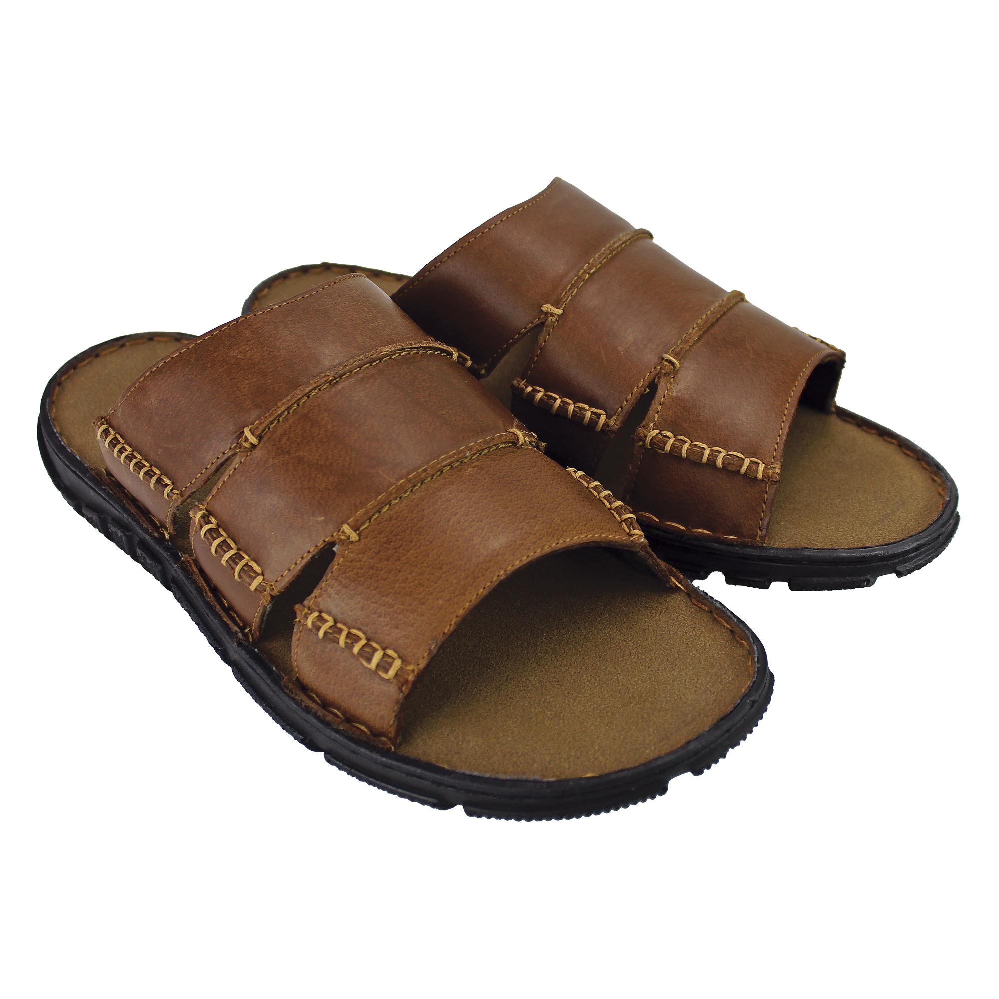 Herren Sommer Strand Leder Slipper
