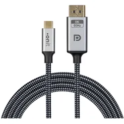 2x Onit USB-C — DisplayPort (1 m), Videokabel, Schwarz, Grau