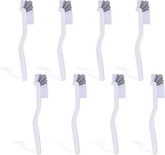 Set van 8 witte plastic reinigingsborstels voor keuken en badkamer