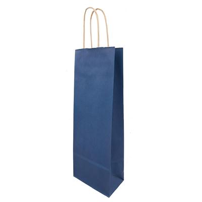 VEPATIM 150 Flaschentragetaschen Flaschentaschen 140+80x390mm Papier dunkelblau gerippt mit Kordel