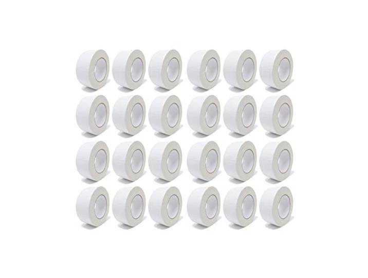 gws Panzer-Tape 24 Rollen kräftiges Gewebe-Klebeband für raue Untergründe robustes Steinband von Hand reißbar versch. Farben Länge 50 m x 50 mm breit - weiß