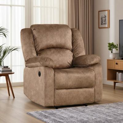 VIVIADORE Fabric Power Recliner Chair, Upholstered Lounge Armchair with Pillow-Top Armrests, 145° Adjustable Recline