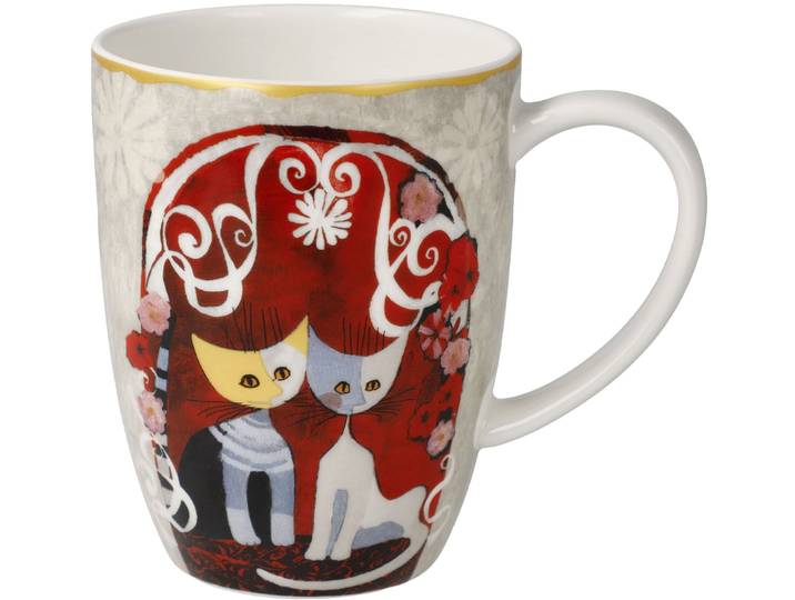 Tasse GOEBEL Künstlertasse R. Wachtmeister -Templi dell' amore , bunt, B:9cm H:11cm, Porzellan, Trinkgefässe, Tasse