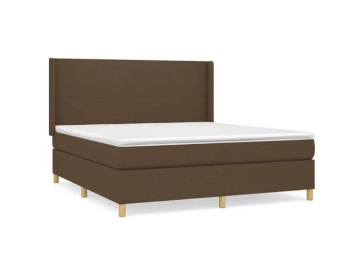 PUGYNBK Boxspringbett, 180 x 200 cm, Dunkelbraun Verstellbares Kopfteil, Taschenfedern, mittlere Festigkeit, atmungsaktive Polsterung