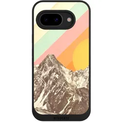 Nivocase Handyhülle für Google Pixel 9a Hülle NIVOpure Case Schwarz Berg Retro Sonnenschein (Google Pixel 9a), Smartphone Hülle, Schwarz
