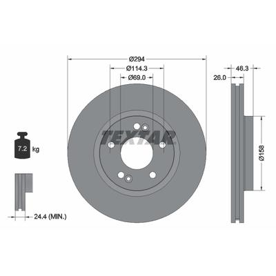 TEXTAR Bremsscheibe PRO 92136403 294mm 26mm für HYUNDAI