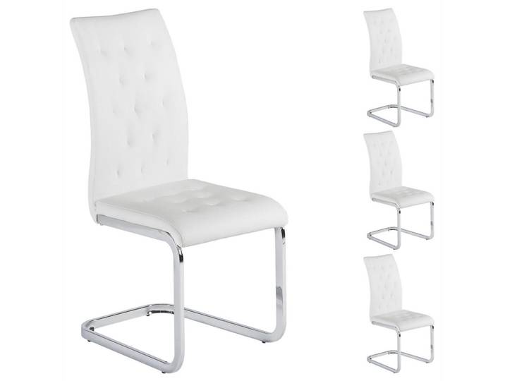 Idimex Schwingstuhl Chloe 4er-Set weiß, Weiß, Mode, 43x100x57 cm, Esszimmer, Stühle