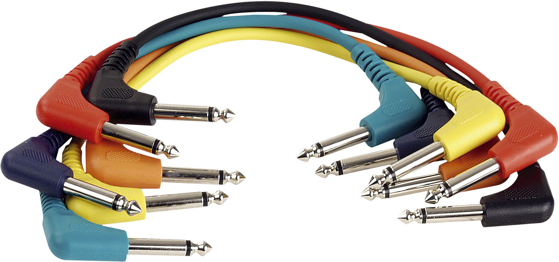 DAP Audio Fl41 – 6-Farbige, Unsymmetrische Patchkabel, 90° Zu 90°, 90 Cm