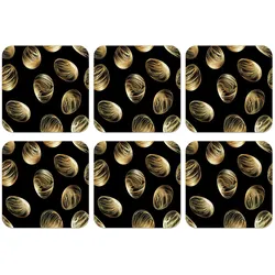 GLASUNTERSETZER 6er-Set Eier - Gold - Muster Tischset für Gläser 10x10 cm