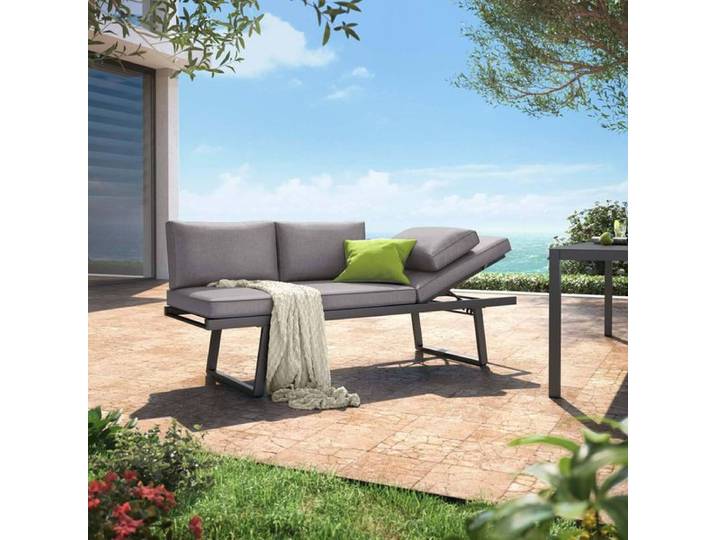 OUTLIV. Lucca Diningsofa Aluminium/Olefin Dunkelgrau