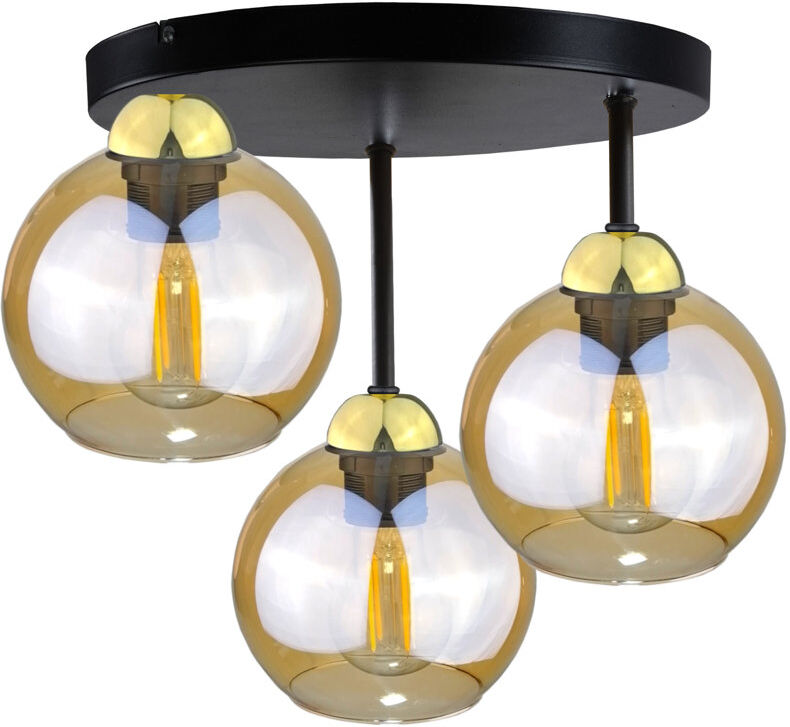 Keter Lighting Glass Semi Flush Mount Black/Gold 35cm H X 30cm W X 30cm D
