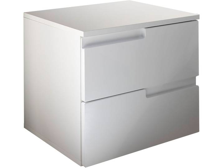 Nachtkommode SCHLAFKONTOR Spice Nachttisch, Nachtkonsole, Nachtkästchen , weiß, B:46,2cm H:41,7cm T:40cm, Melamin, Sideboards, Nachtkommode, Ausfräsung als Griffmulde und optisches Highlight