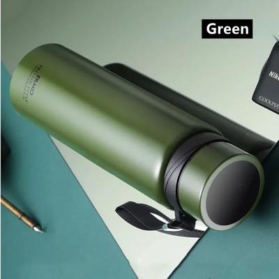 Uplifted Finds Double Stainless Steel Vacuum Flask With Filter Large Capacity Portable Sport Thermos Mug Coffee Tea Tumbler green 1000ml