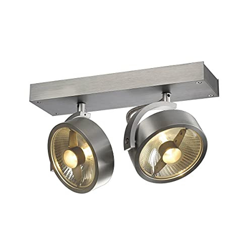 SLV KALU wand- en plafondopbouwarmatuur, zilver/grijs, aluminium, GU10, dimbaar en verstelbaar