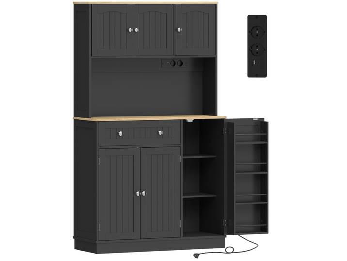 Armoire cuisine station de charge 6 portes plan de travail mdf noir