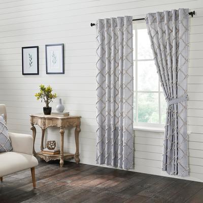 VHC Brands Frayed Lattice Creme & Black Panel Set of 2 84x40