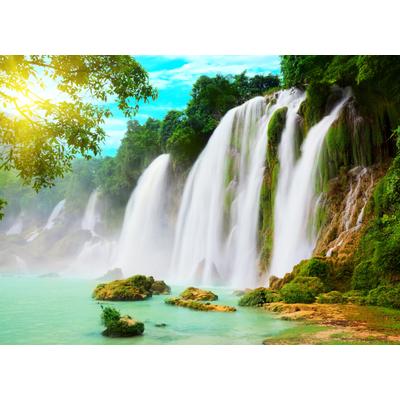 Fototapete PAPERMOON "Ban Gioc Vietnam Waterfall", bunt, B:5m L:2,8m, Vlies, Tapeten