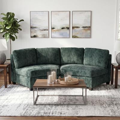 Loedds 49.25-Inch 2-Seat Chenille Curved Modular Sectional Sofa with Wood Frame