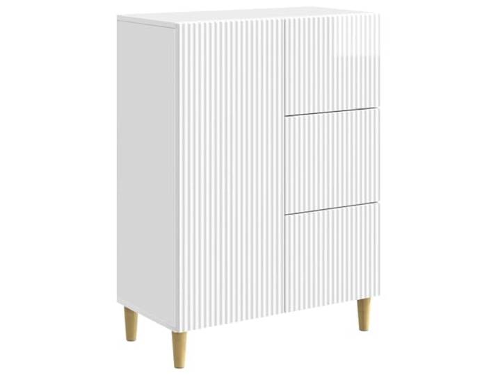 KGFHERENB Sideboard Hochglanz Weiß 66x34,5x90 cm Holzwerkstoff Kommode Schickes Retro-Design mit 3 Schubladen und Tür für geordneten Stauraum im Wohnzimmer, Esszimmer oder Flur.