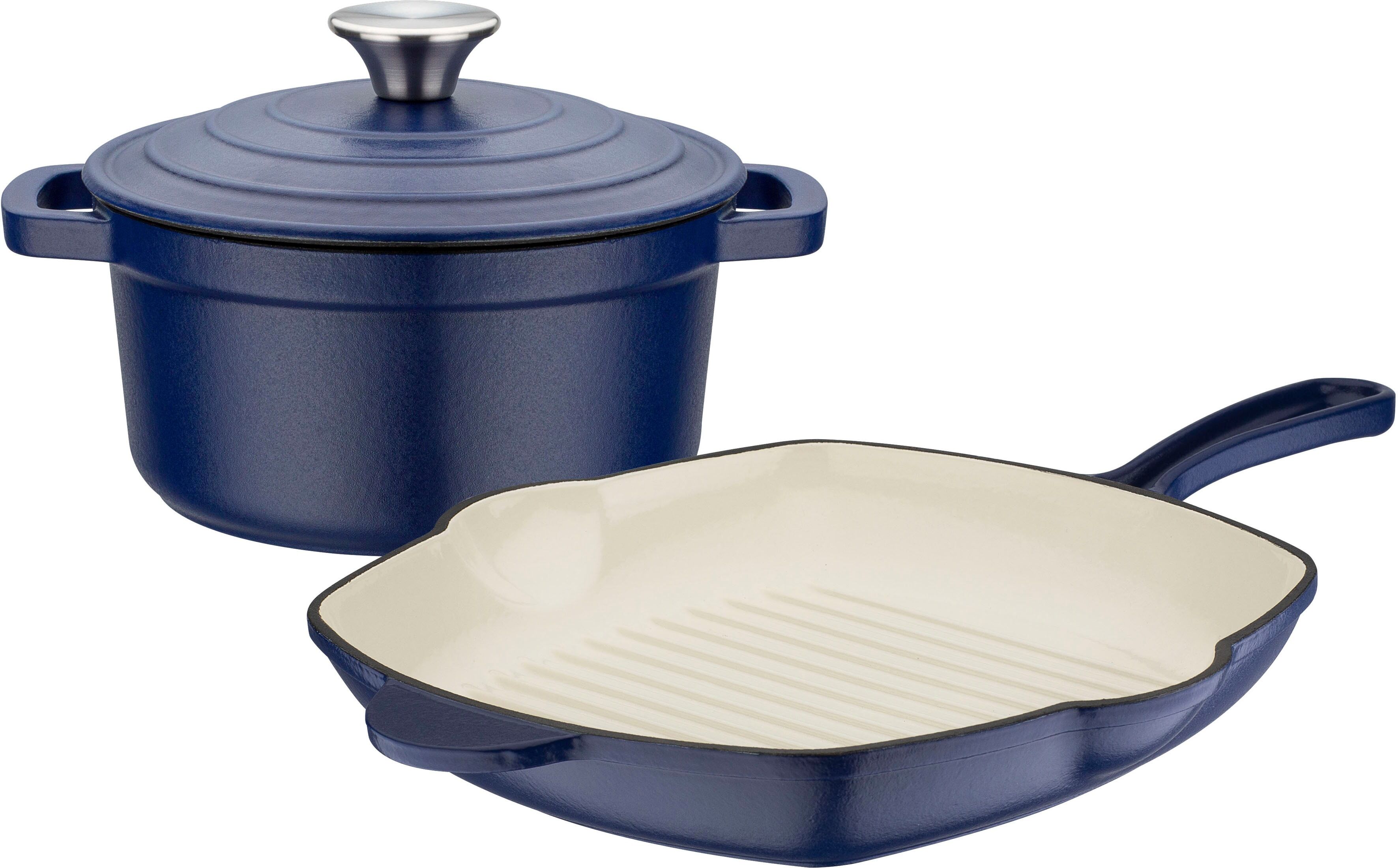 Topf-Set GSW "Blue Magic", blau, 1,6 l, Töpfe, Topf-Set, Dunstzapfen im Deckel zum Garen im eigenen Saft, Induktion