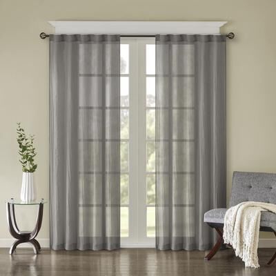 Madison Park Harper Solid Crushed Sheer Window Curtain Pair