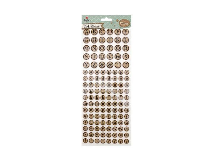 Rayher Korksticker Alphabet Rund 126 Stück