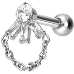 Titan Ohrpiercing mit Innengewinde LOTUSBLÜTE + KETTE