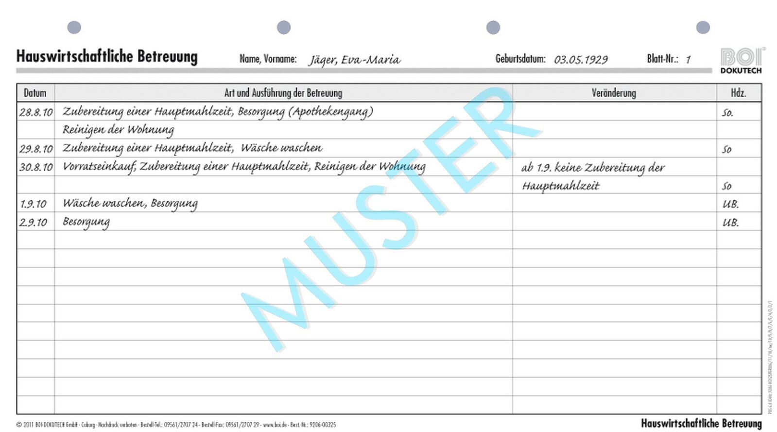 BOI Form Hauswirtschaftliche Betre 9206-00325
