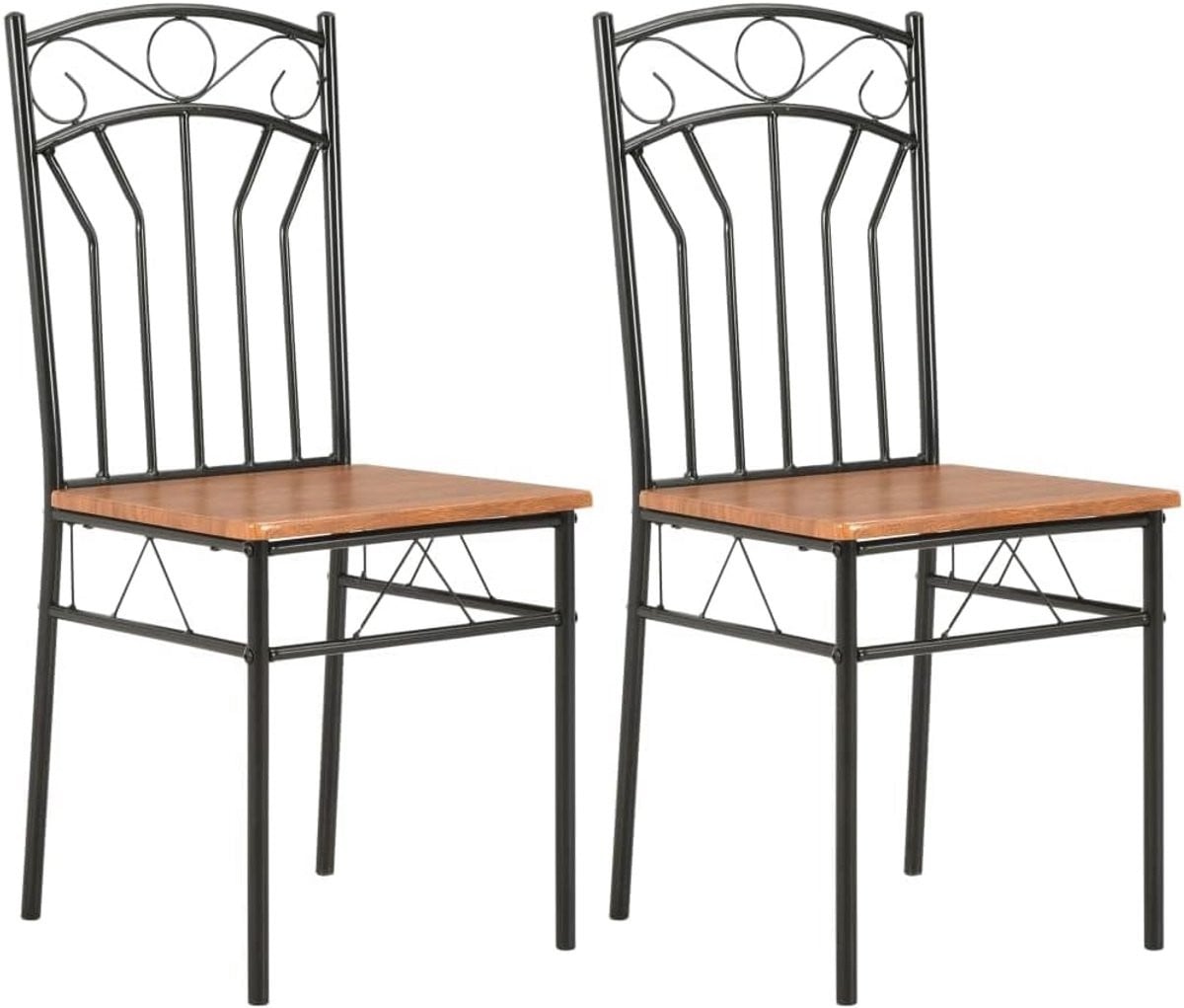 Set van 2 bruine eetkamerstoelen van MDF