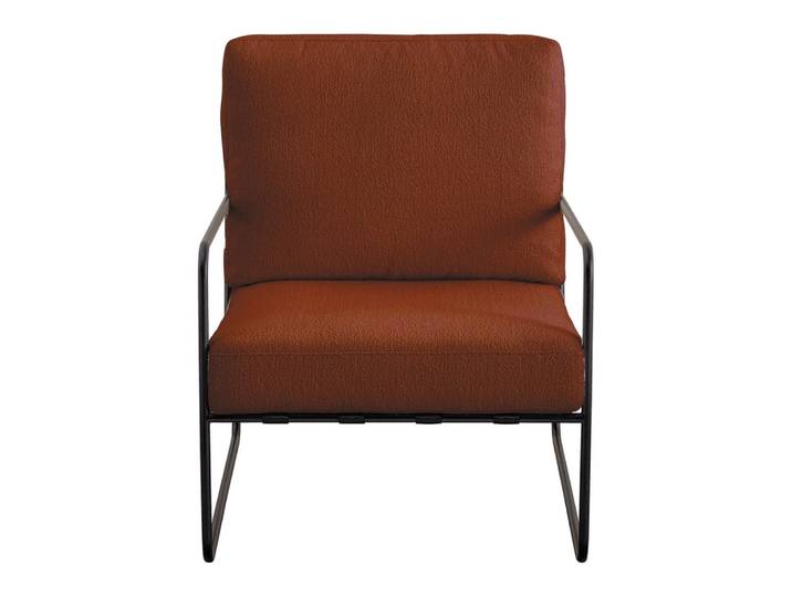 Fauteuil en bouclette et métal - terracotta