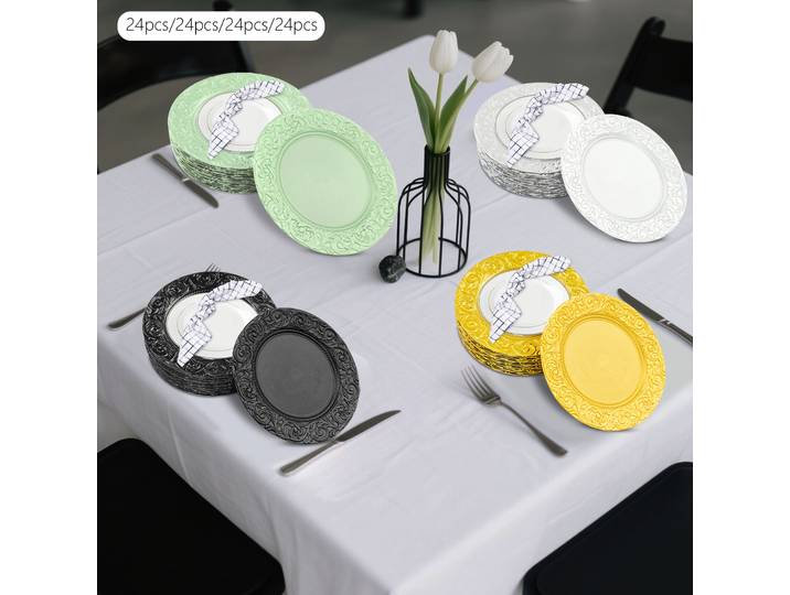 Assiettes à pâtisserie occidentales avec motif, assiettes rondes réutilisables, Style rétro européen pour fête de mariage, Banquet, hôtel, 24 pièces