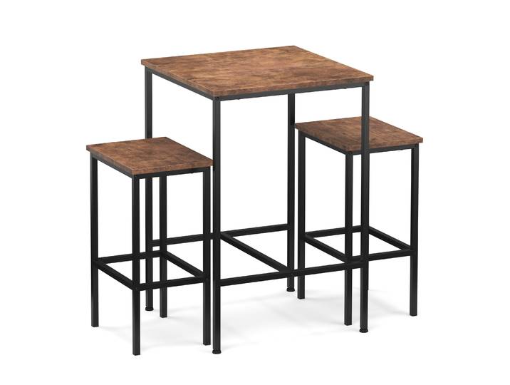 Bartisch mit Barhocker Set Vintage BONITA 60 x 60 x 90 cm
