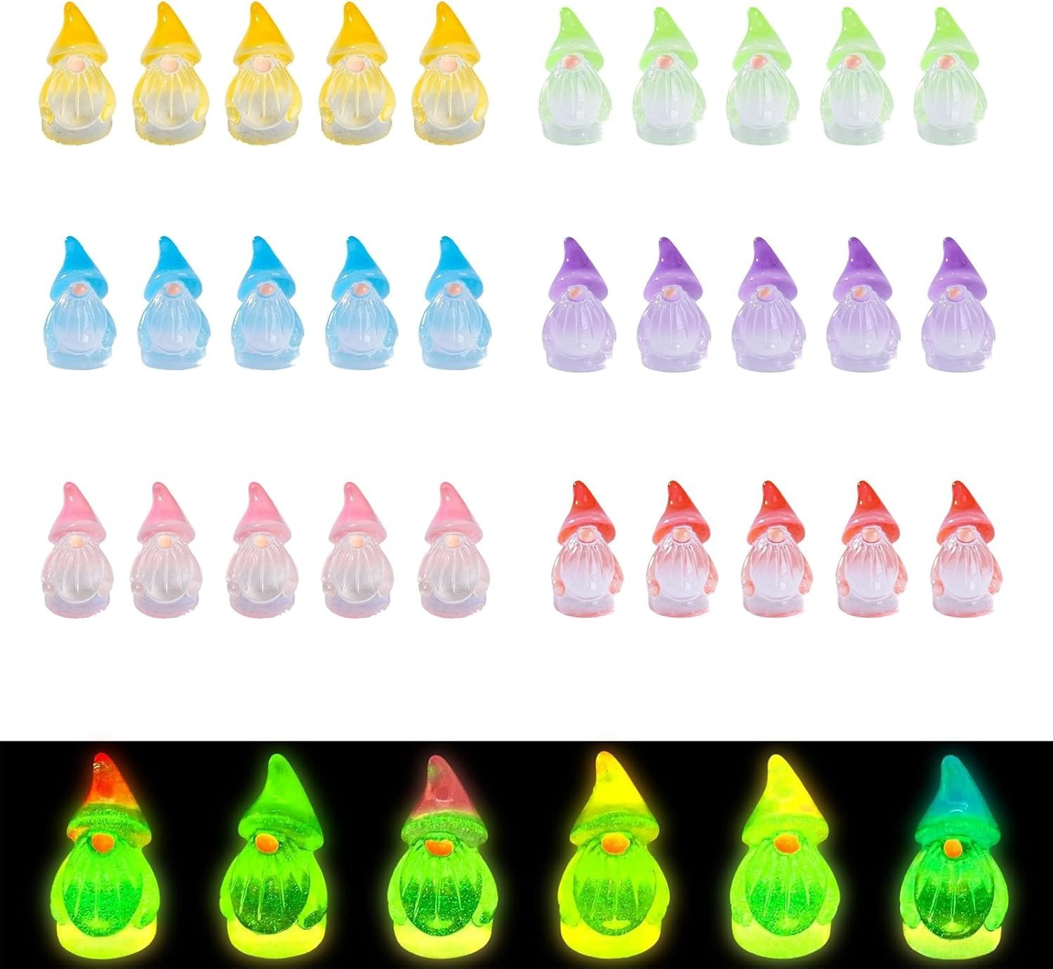 Set van 30 Luminous Miniatuur Tuindwergen met licht in het donker voor tuin decoratie