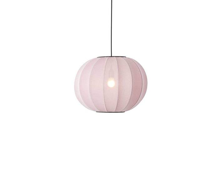 Knit-Wit 45 Round LED-Hängelampe, rosa, Ø45cm - Made By Hand - Schlafzimmer - Stoff / Textil