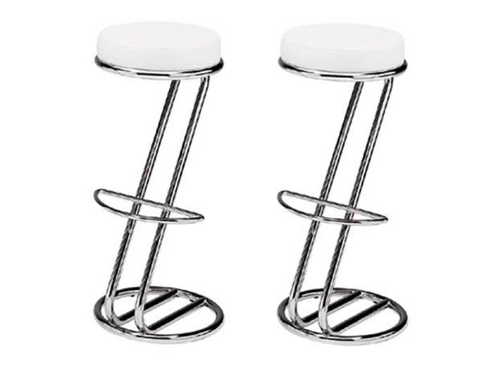 0000 pemora Barhocker Z Form 2-er Set Zeus/Zeta Barhocker Z Design verchromt Kunstleder weiß