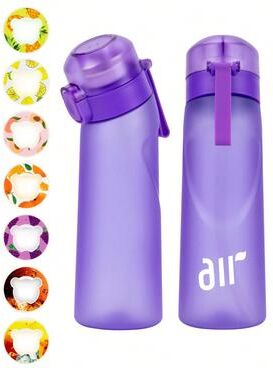 Quick Pick Pro Flavor Water Bottle With Scent Pods Leakproof Air Water Bottle With Straw For Sports & Travel purple