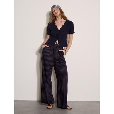 Spitzenshirt APRICOT "Top aus Leinenmischung", Damen, Gr. XS (34), blau (navy), gewebt, , Modisch, normal normal, Rundhals, Gerade, Blusen