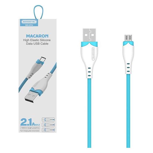 Somostel USB-MICRO-KABEL 2.1A BLAU 2100mAh SCHNELLLADEGERÄT 1,2M POWERLINE SMS-BP04 MACARON (1.20 m) (47994451)