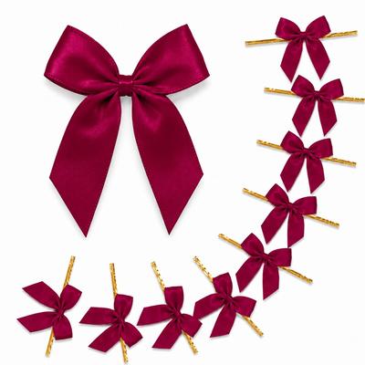 Creativery 10 Satinschleifen 5cm mit herausziehbarem Drahtclip Fertigschleifen Bindeband Geschenkschleifen Dekoschleifen Christbaumschmuck Weinrot