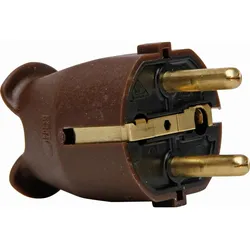 Kopp 175706004 Kunststoff-Schutzkontakt-Stecker, 2 Schutzkontaktsysteme, für Kabelquerschnitt bis 3x1,5mm2, Farbe: braun  - 25 Stück
